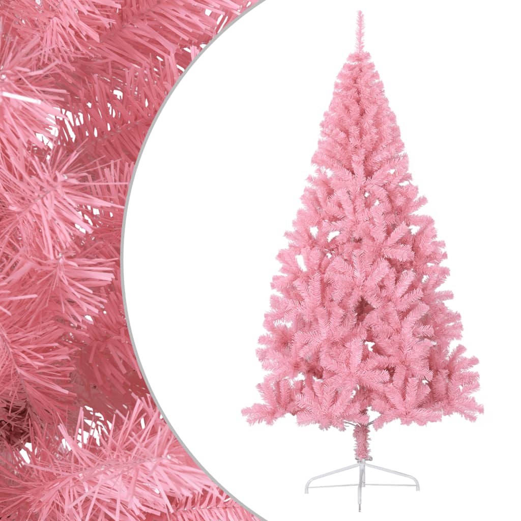 Kunstkerstboom met standaard half 210 cm PVC roze