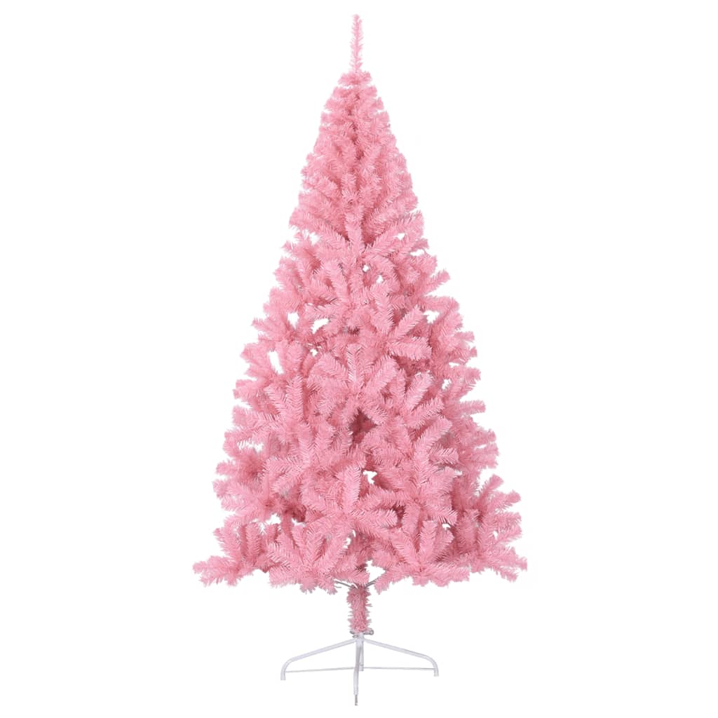 Kunstkerstboom met standaard half 210 cm PVC roze