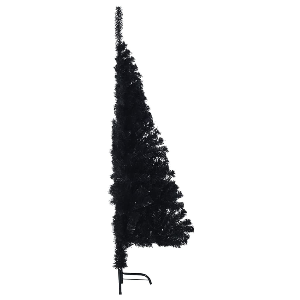 Kunstkerstboom met standaard half 120 cm PVC zwart