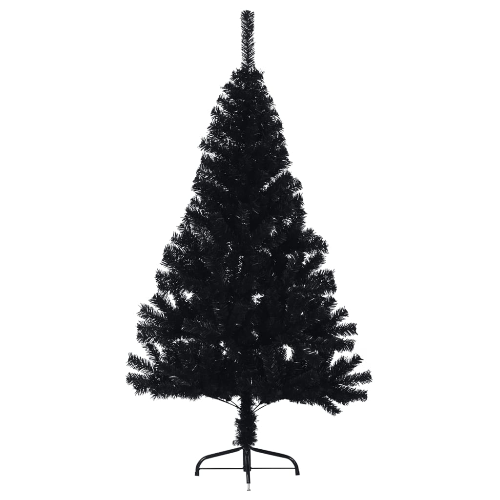 Kunstkerstboom met standaard half 150 cm PVC zwart