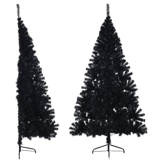 Kunstkerstboom met standaard half 180 cm PVC zwart