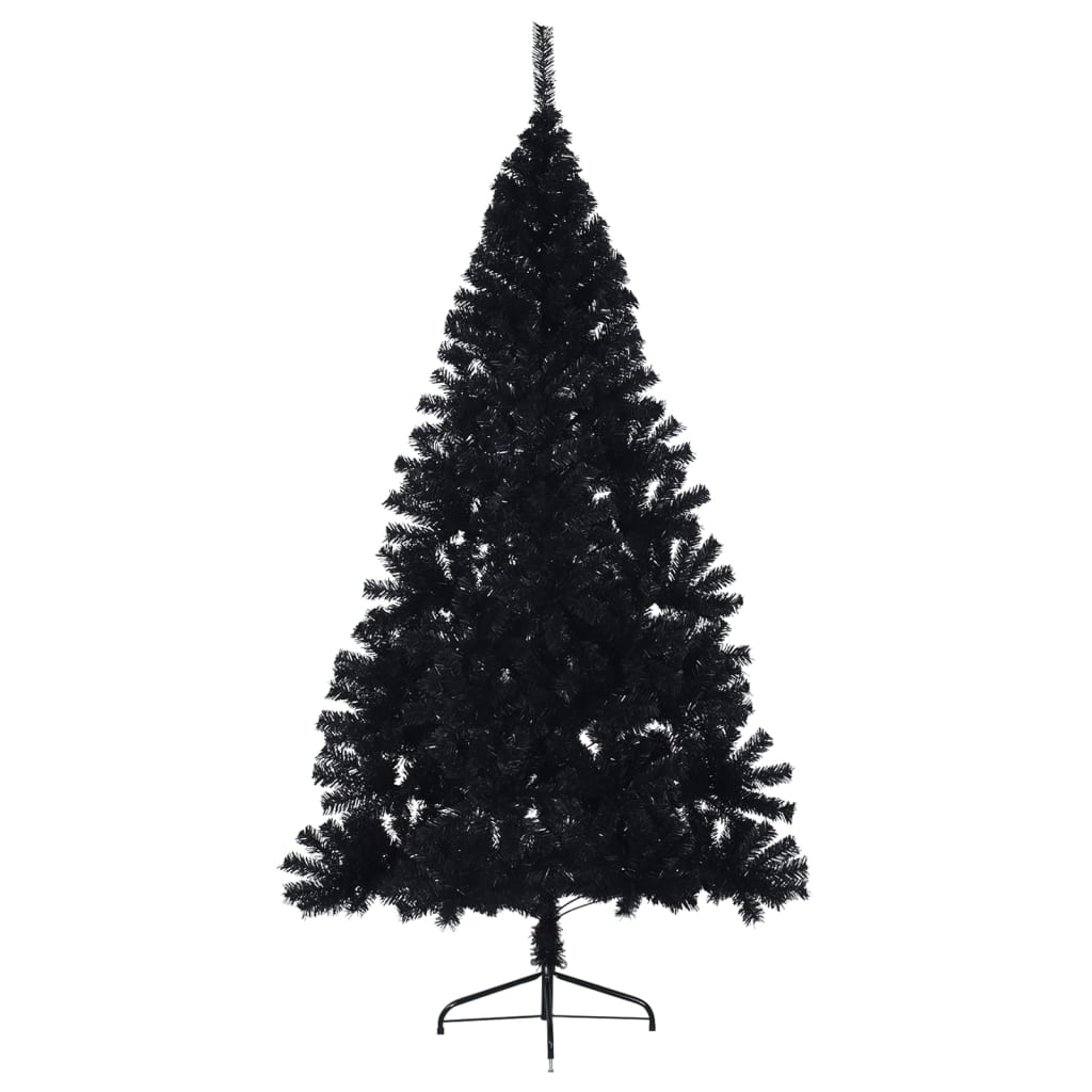 Kunstkerstboom met standaard half 180 cm PVC zwart