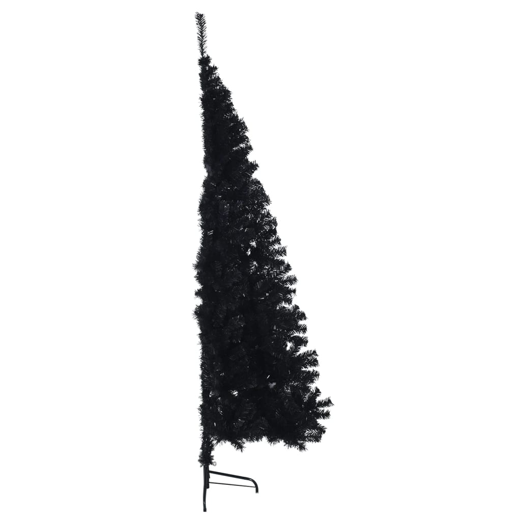 Kunstkerstboom met standaard half 180 cm PVC zwart