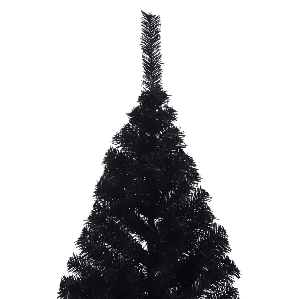 Kunstkerstboom met standaard half 210 cm PVC zwart