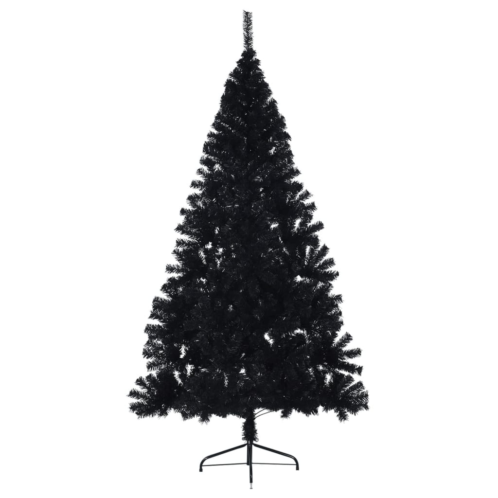 Kunstkerstboom met standaard half 240 cm PVC zwart