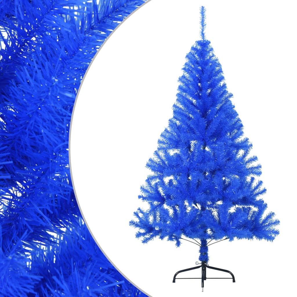 Kunstkerstboom met standaard half 120 cm PVC blauw