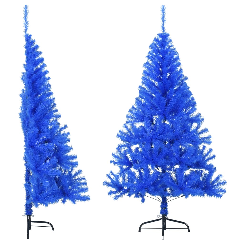 Kunstkerstboom met standaard half 150 cm PVC blauw