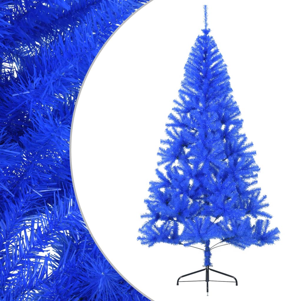 Kunstkerstboom met standaard half 180 cm PVC blauw