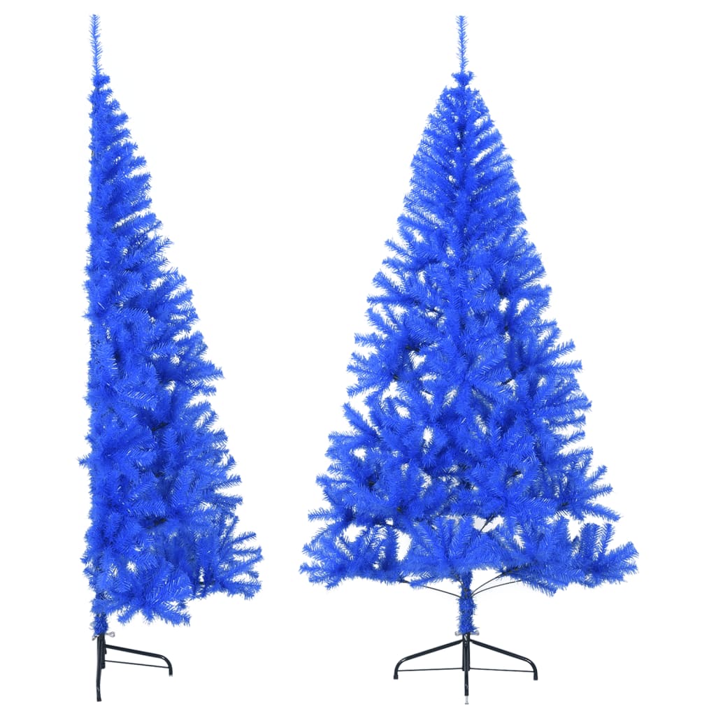 Kunstkerstboom met standaard half 210 cm PVC blauw