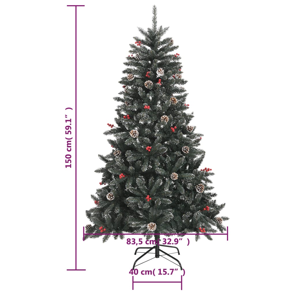 Kunstkerstboom met standaard 150 cm PVC groen