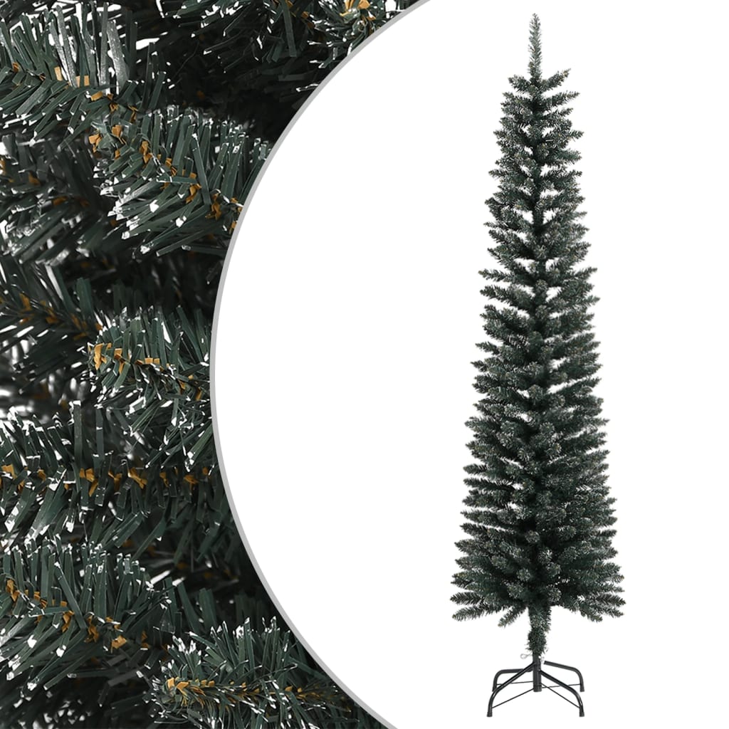 Kunstkerstboom met standaard smal 210 cm PVC groen