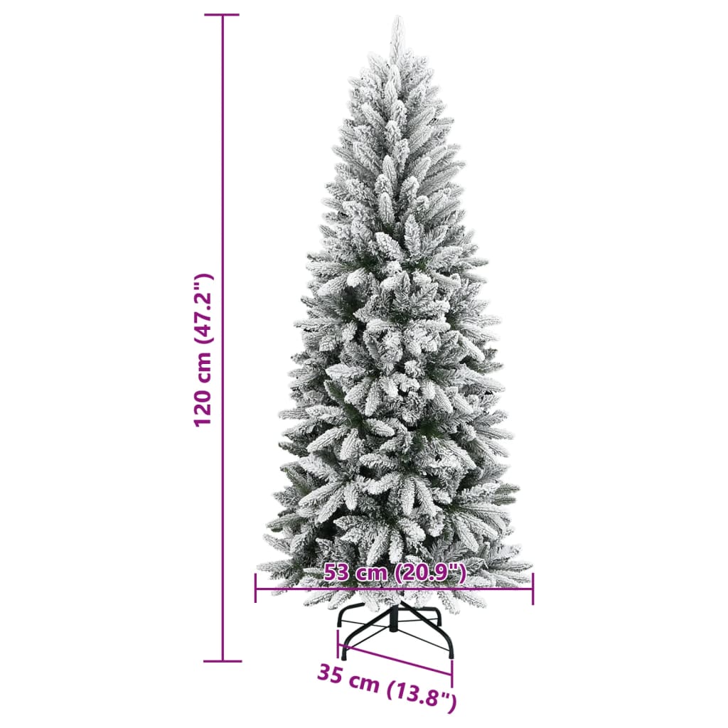 Kunstkerstboom met sneeuw 120 cm PVC en PE