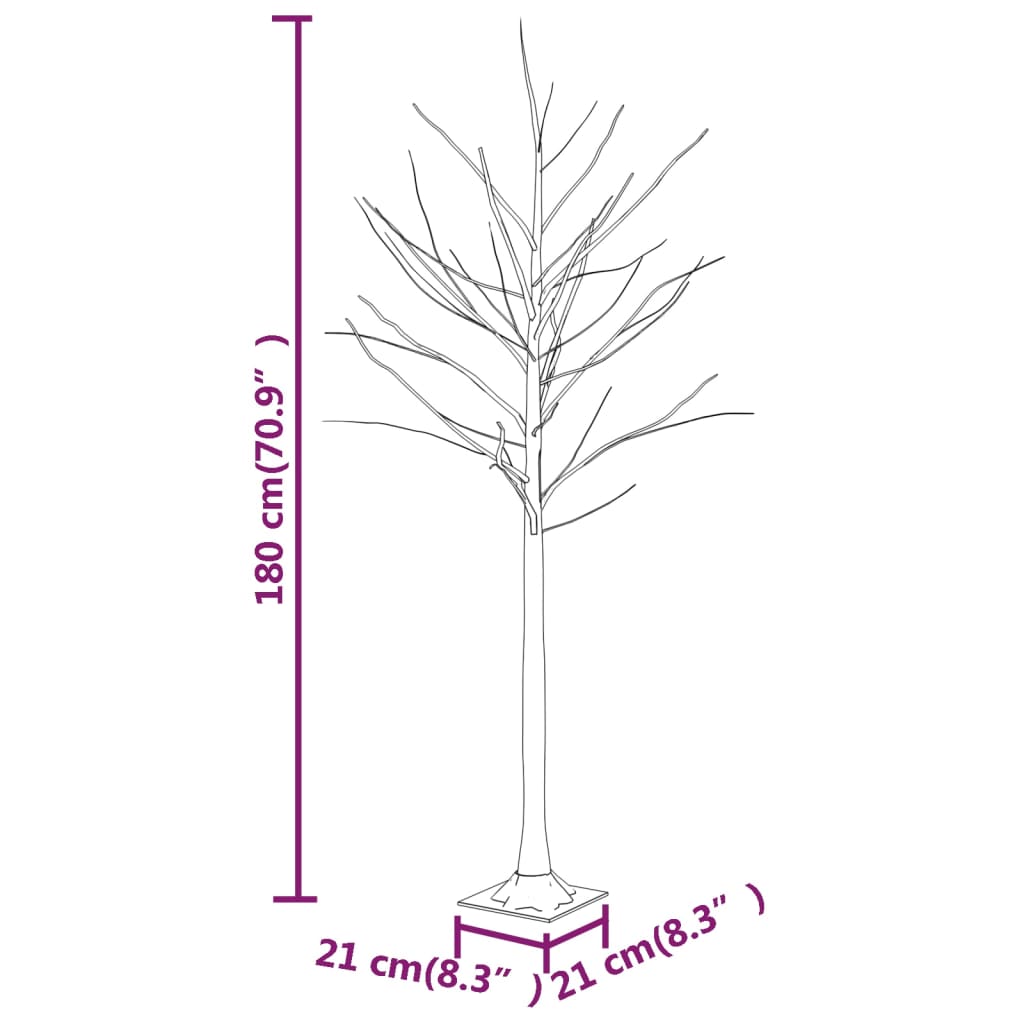 Berkenboom LED 96 LED's warmwit 180 cm wit