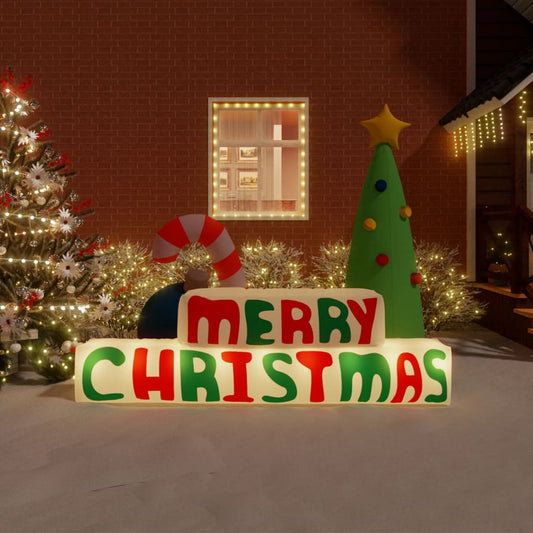 Decoratie "Merry Christmas" met LED's opblaasbaar 197 cm