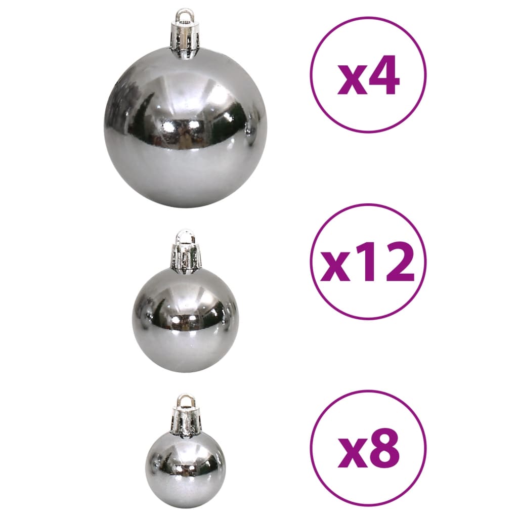 Kerstballen 100 st 3/4/6 cm grijs