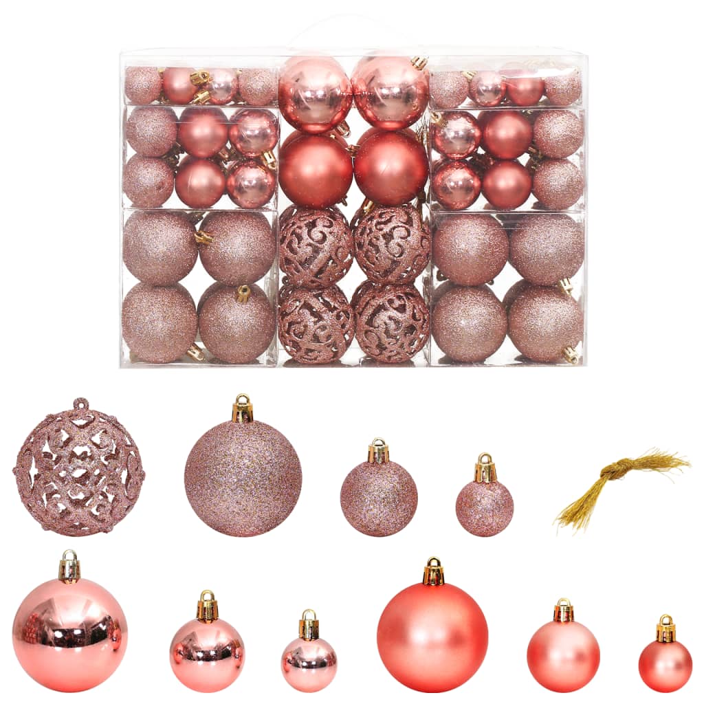 Kerstballen 100 st 3/4/6 cm roze en rosé