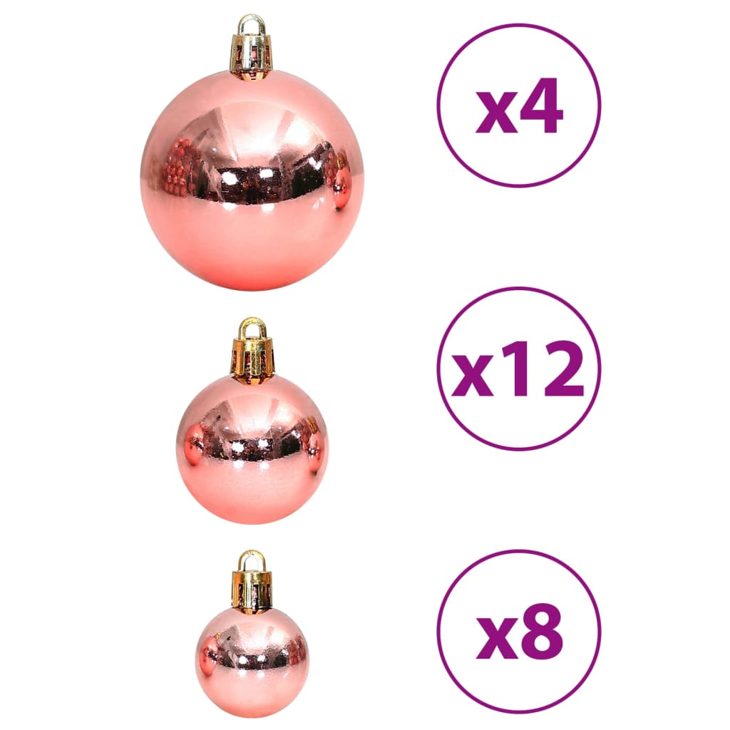 Kerstballen 100 st 3/4/6 cm roze en rosé