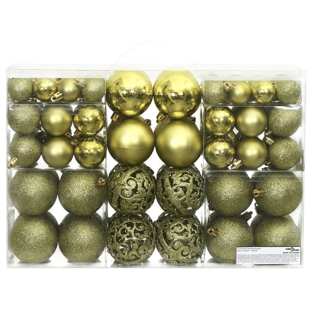 Kerstballen 100 st 3/4/6 cm lichtgroen