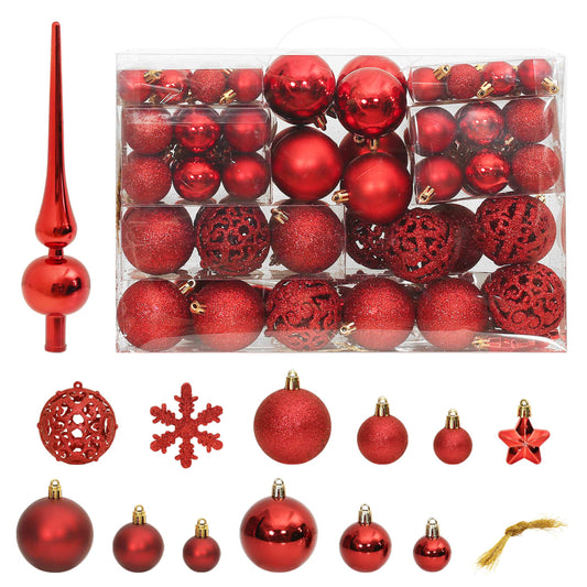 111 Delige Kerstballenset Polystyreen Rood