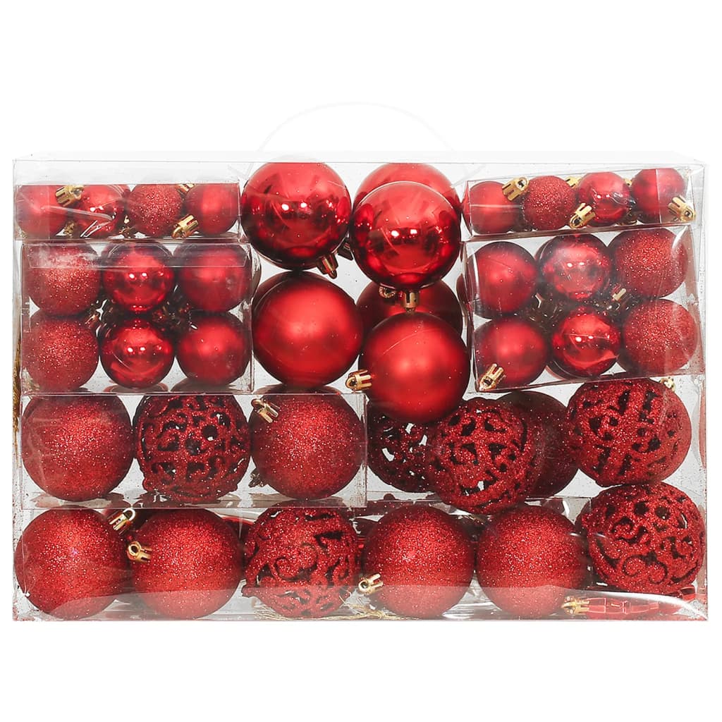 111 Delige Kerstballenset Polystyreen Rood