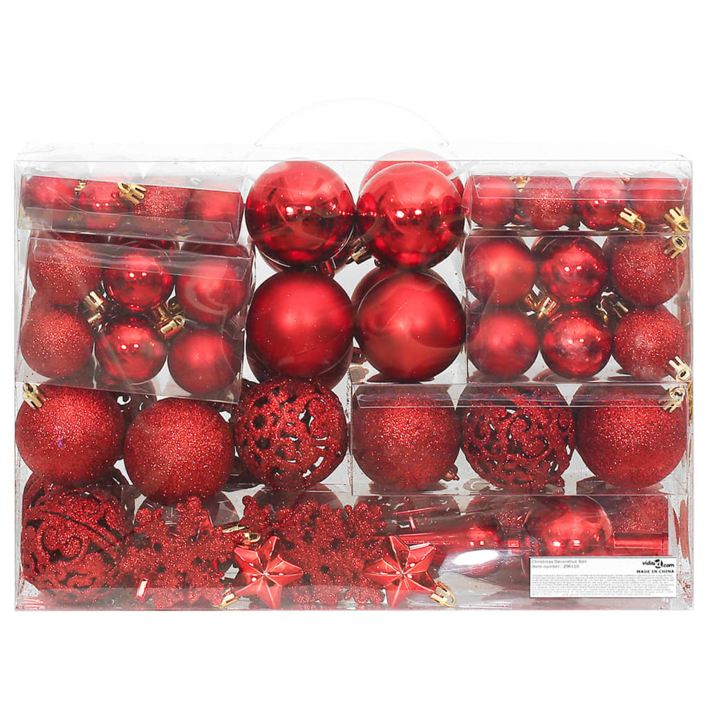 111 Delige Kerstballenset Polystyreen Rood