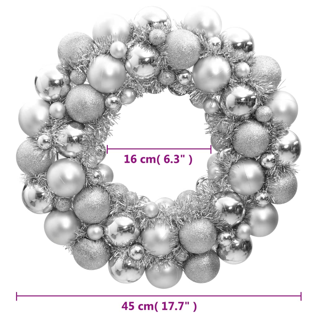 Kerstkrans 45 cm polystyreen zilverkleurig