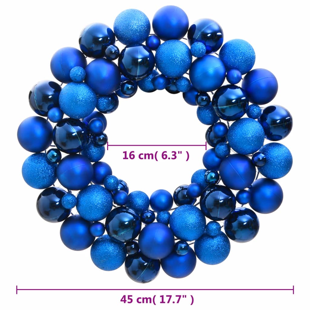 Kerstkrans 45 cm polystyreen blauw