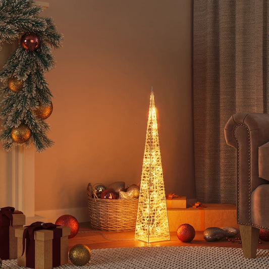 Kerstverlichtingskegel met 30 warmwitte LED's 60 cm acryl