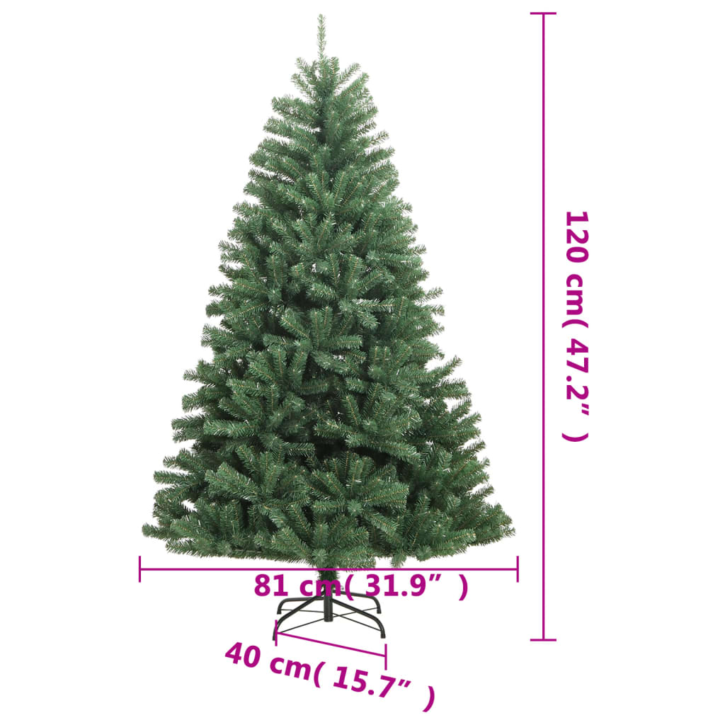 Kunstkerstboom met scharnieren met standaard 120 cm groen