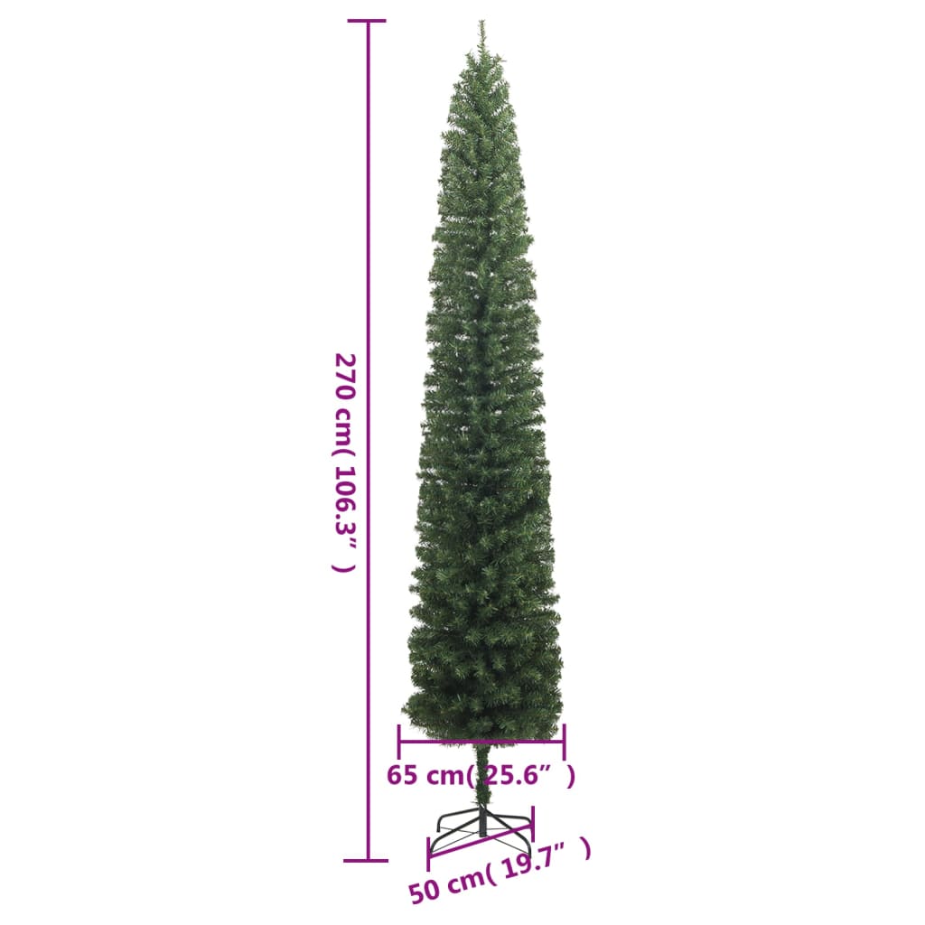 Kunstkerstboom smal met standaard 270 cm PVC