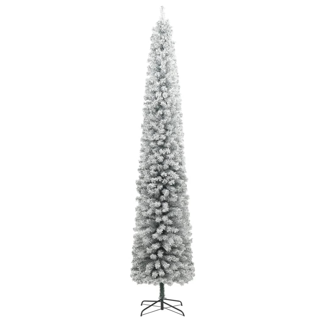 Kunstkerstboom smal met standaard en sneeuw 270 PVC