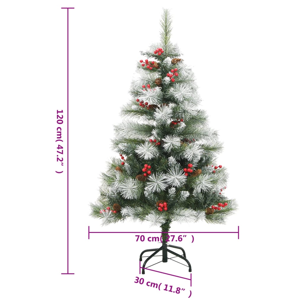 Kunstkerstboom met scharnieren dennenappels en bessen 120 cm