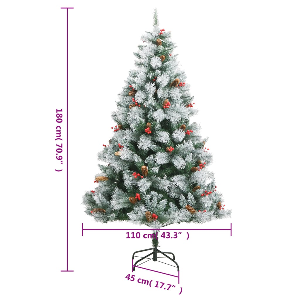 Kunstkerstboom met scharnieren dennenappels en bessen 180 cm