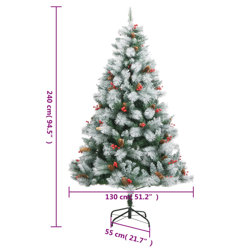 Kunstkerstboom met scharnieren dennenappels en bessen 240 cm