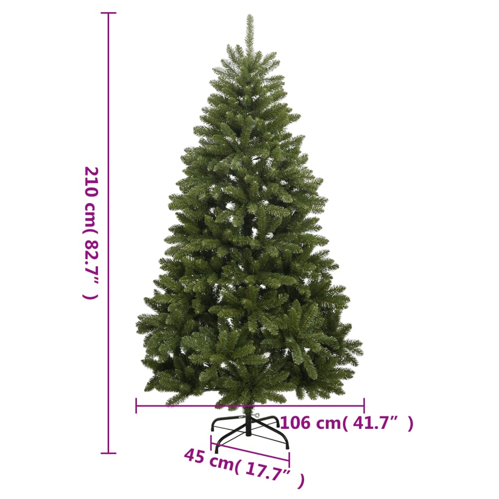 Kunstkerstboom met scharnieren en standaard 210 cm groen