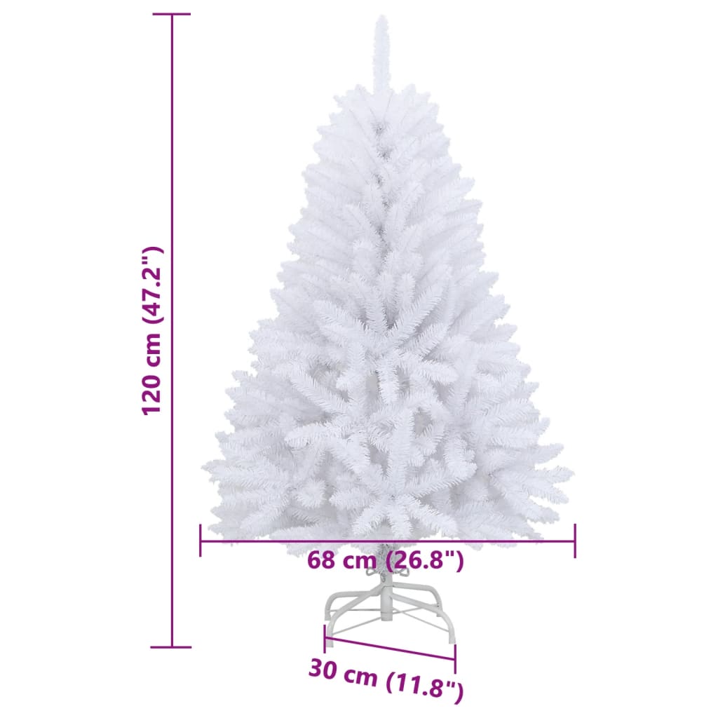 Kunstkerstboom met scharnieren en standaard 120 cm wit