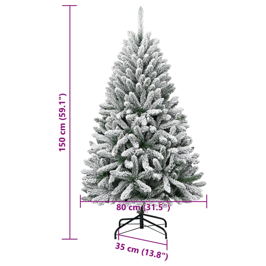 Kunstkerstboom met scharnieren en sneeuw 150 cm