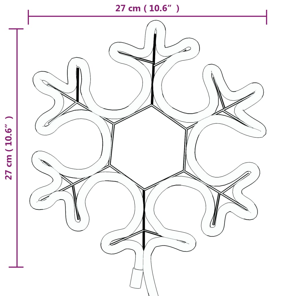 Kerstfiguur sneeuwvlok met LED's 2 st 27x27 cm warmwit