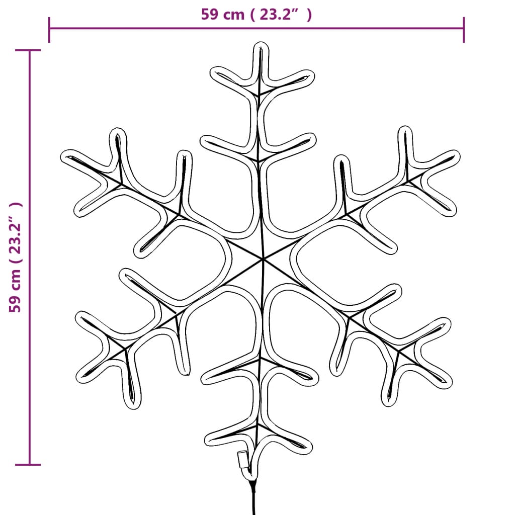 Kerstfiguur sneeuwvlok met LED's 2 st 59x59 cm warmwit