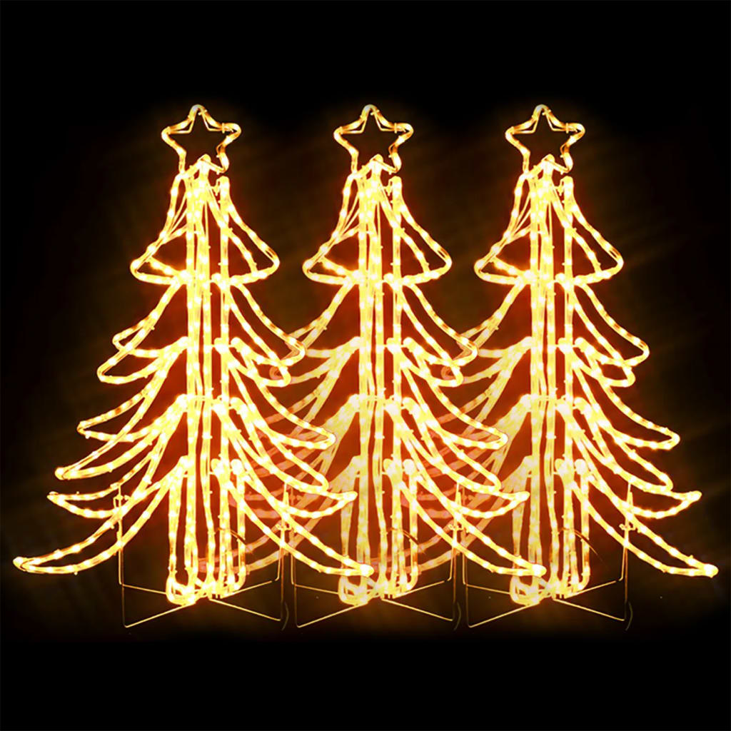 Kerstfiguur boom 3 st inklapbaar met LED's 87x87x93 cm warmwit