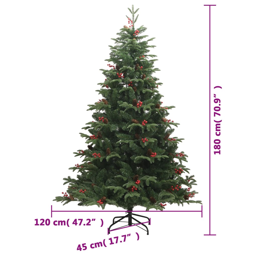 Kunstkerstboom met scharnieren dennenappels en bessen 180 cm