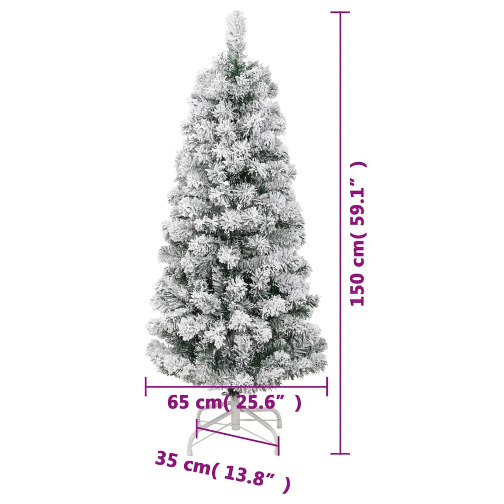 Kunstkerstboom met scharnieren en sneeuw 150 cm