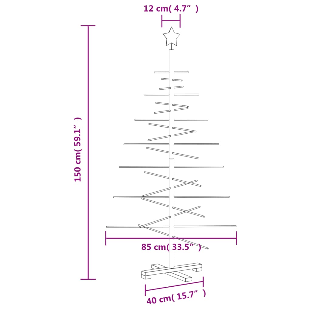 Kerstdecoratie kerstboom 150 cm massief grenenhout