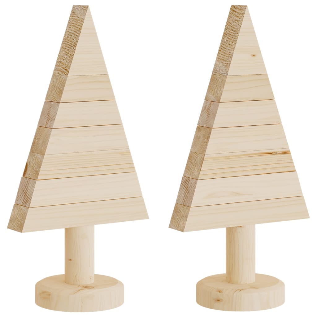 Kerstdecoraties kerstboom 2 st 30 cm massief grenenhout