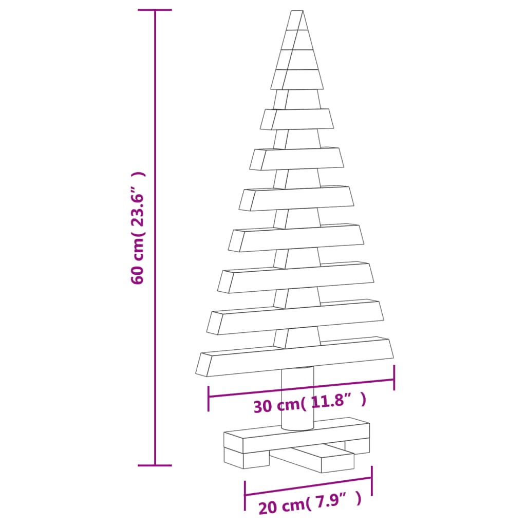 Kerstdecoratie kerstboom 60 cm massief grenenhout