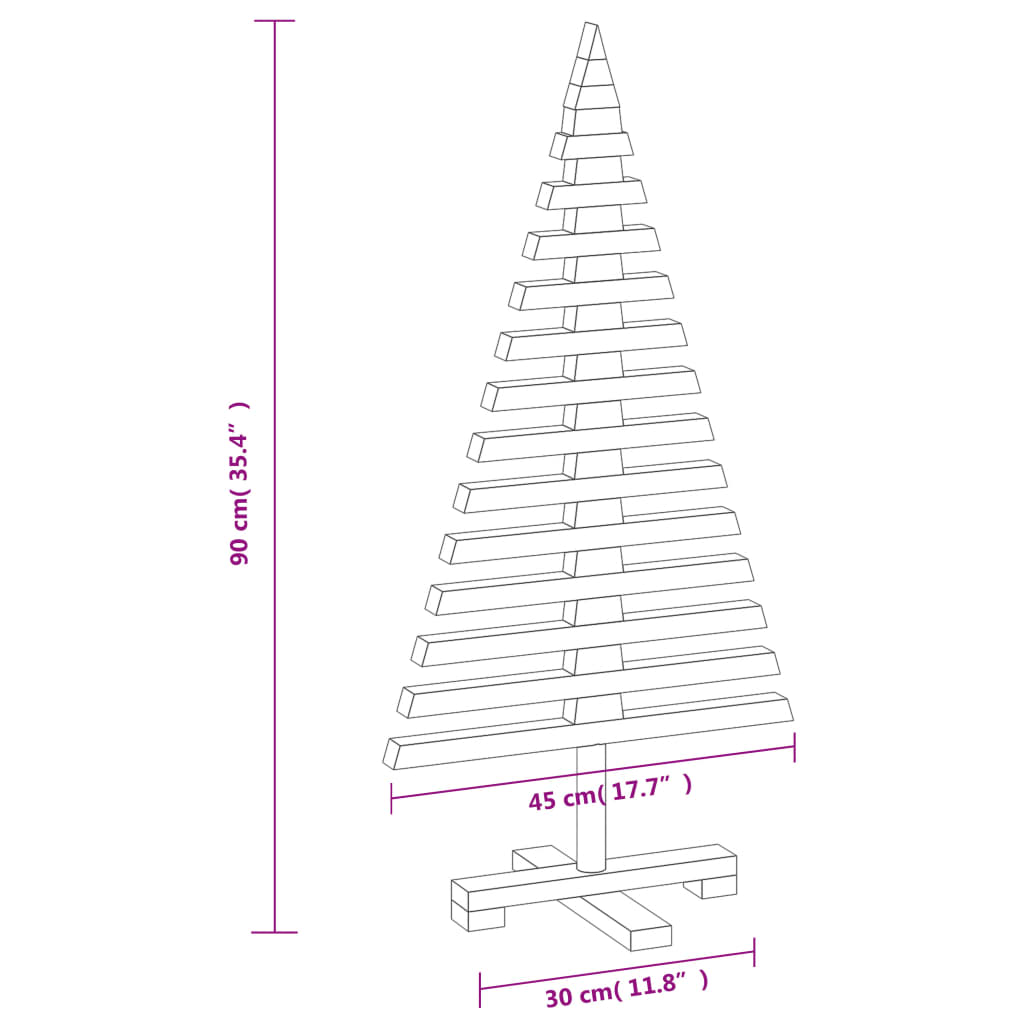 Kerstdecoratie kerstboom 90 cm massief grenenhout