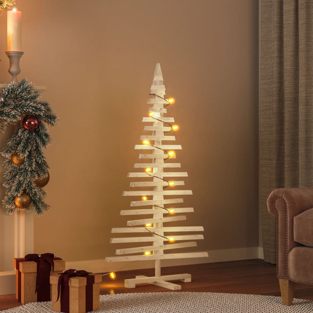 Kerstdecoratie kerstboom 120 cm massief grenenhout