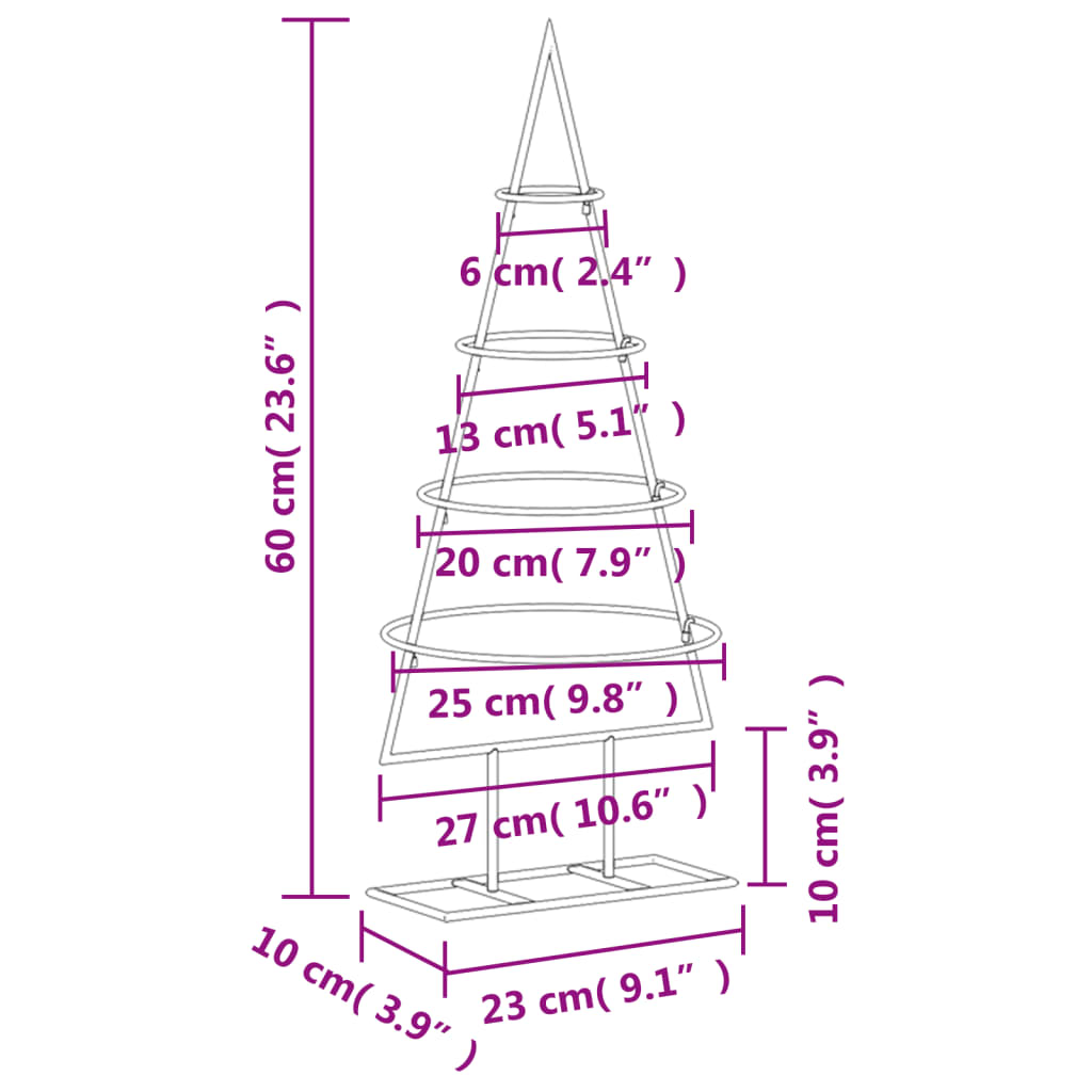 Kerstdecoratie kerstboom 60 cm metaal zwart