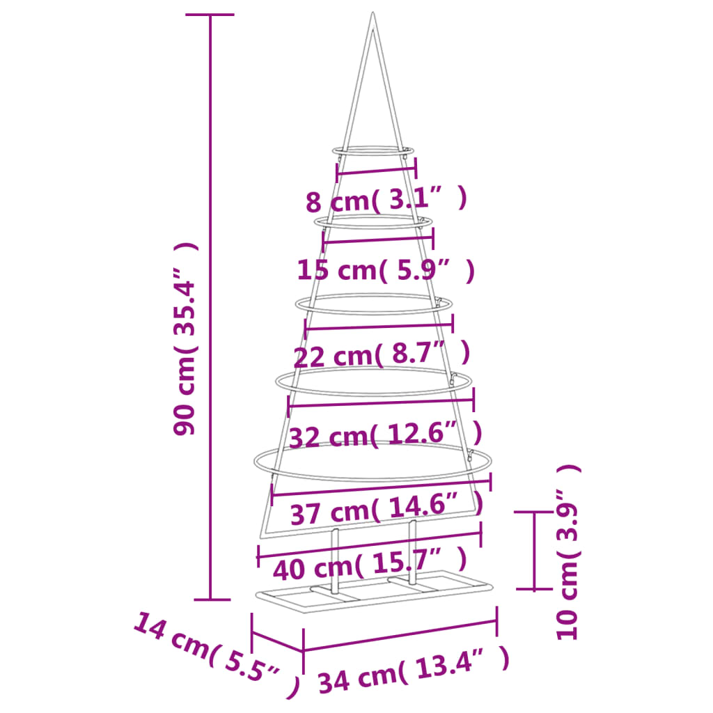 Kerstdecoratie kerstboom 90 cm metaal zwart