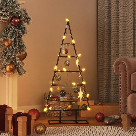 Kerstdecoratie kerstboom 90 cm metaal zwart